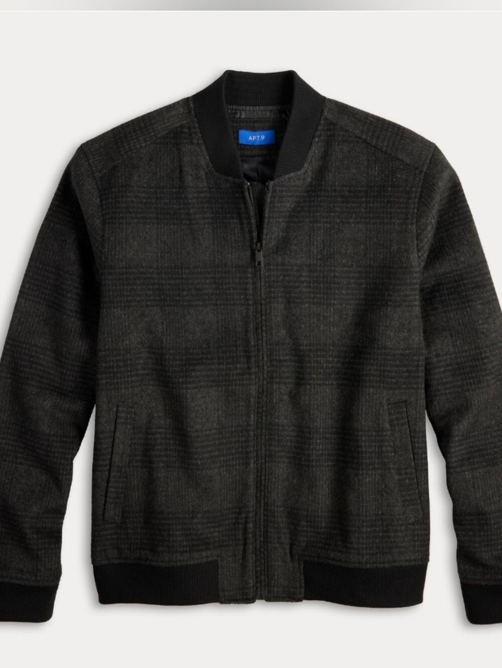 Men's Wool Blend XL Apt. 9 Men's Charcoal Plaid Bomber Jacket